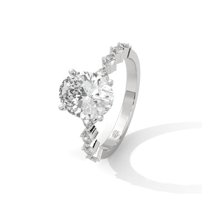 Julia - Oval Cut Diamond with Marquise Pavè Band