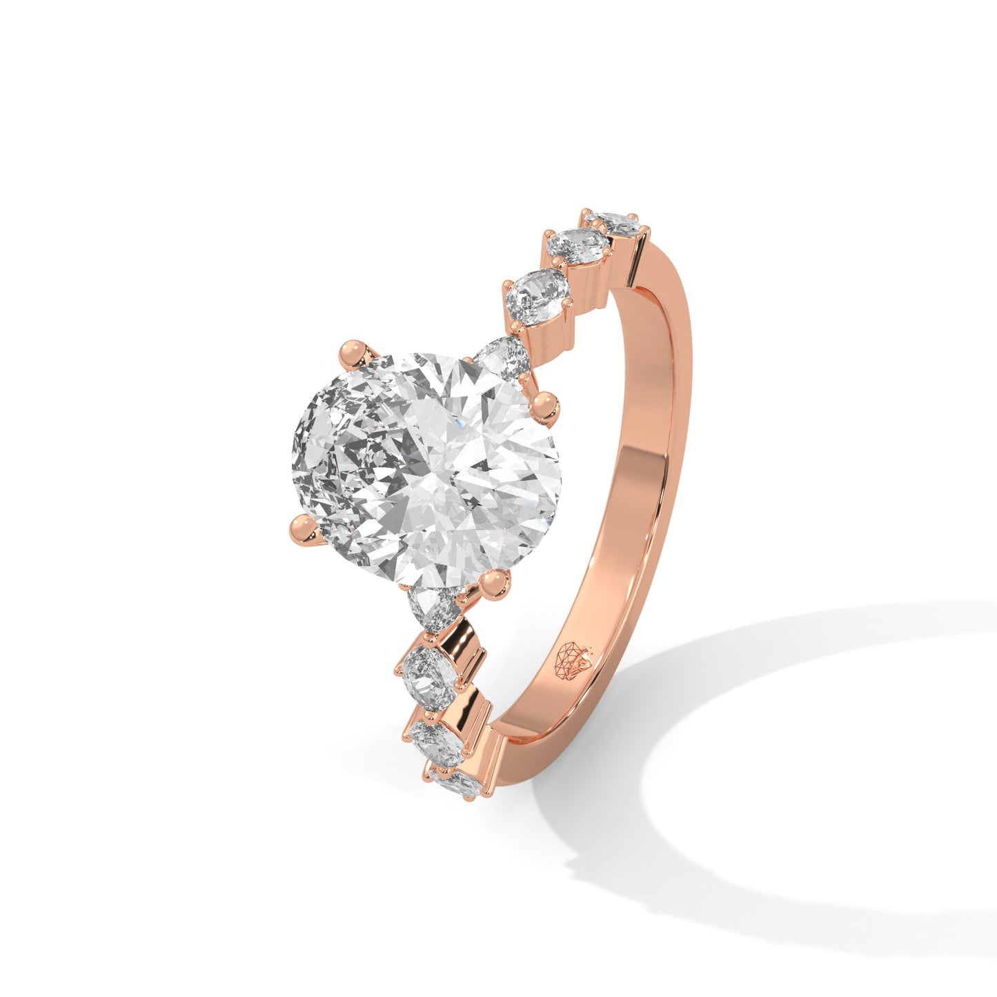 Julia - Oval Cut Diamond with Marquise Pavè Band