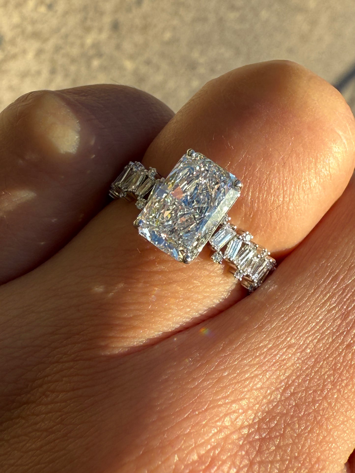 Erica - Radiant Cut Centre Stone with Fancy Baguette and Round Band