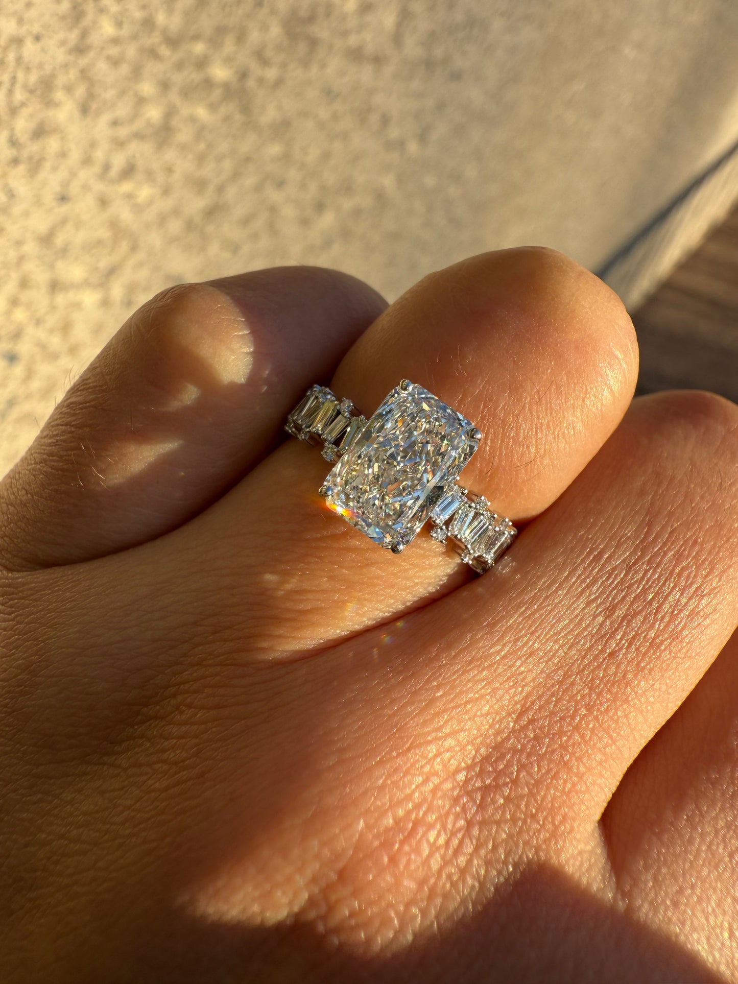 Erica - Radiant Cut Centre Stone with Fancy Baguette and Round Band