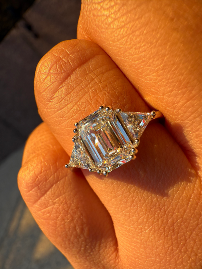 Celine - Emerald Lab Grown Trilogy Engagement Ring