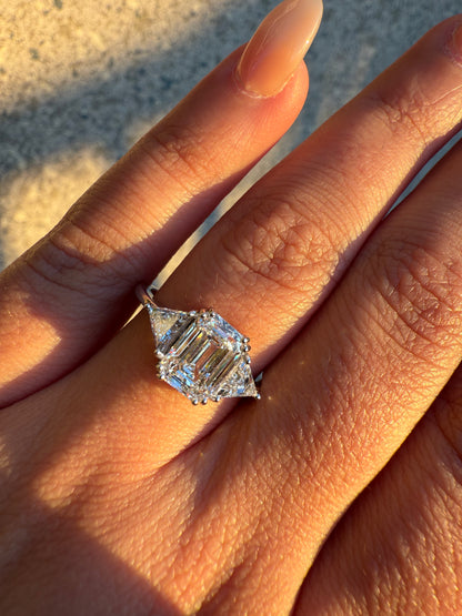 Celine - Emerald Lab Grown Trilogy Engagement Ring