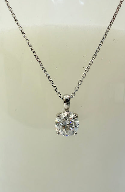 Alice - Solitaire Diamond Pendant in White Gold