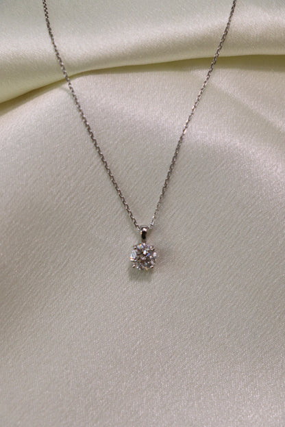 Alice - Solitaire Diamond Pendant in White Gold