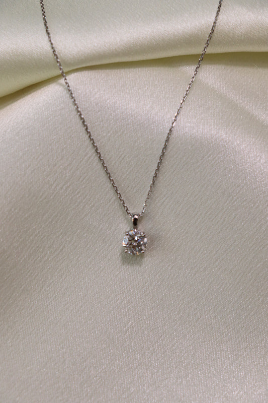 Alice - Solitaire Diamond Pendant in White Gold