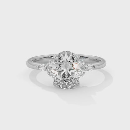 Isabella - Oval Brilliant cut with Side Delicate Halo
