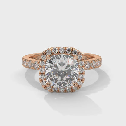 Rachel - Cushion Cut Diamond with Halo on a Pavé Band