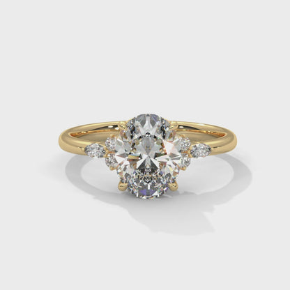 Isabella - Oval Brilliant cut with Side Delicate Halo