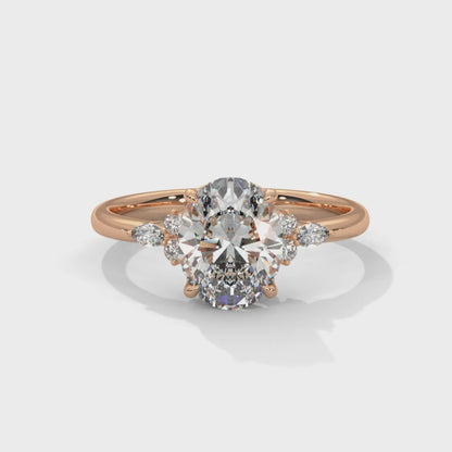 Isabella - Oval Brilliant cut with Side Delicate Halo