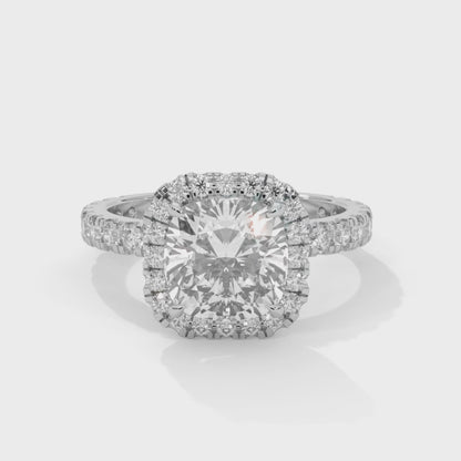 Rachel - Cushion Cut Diamond with Halo on a Pavé Band
