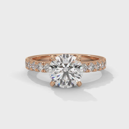 April - Classic Round Solitaire with French Pavé Band