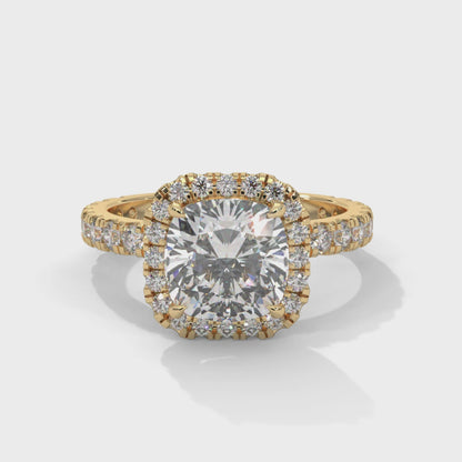 Rachel - Cushion Cut Diamond with Halo on a Pavé Band
